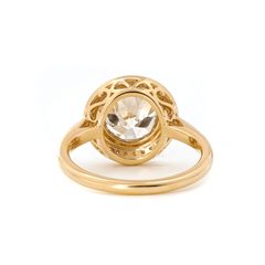 14K Yellow Gold 2.5ct Old European Cut Lab Diamond Edwardian Style Ring with Round Lab Diamond Halo Ring - MMR