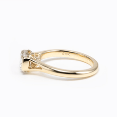 14K Yellow Gold 2ct Old Mine Cut Lab Diamond Half Bezel Ring with Knot Design - MMR