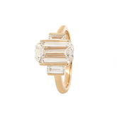 14K Yellow Gold 3.01ct Emerald Cut Lab Diamond Three-Stone Ring - MMR