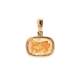 14K Yellow Gold 3.13CT Yellow Cushion Cut Diamond Bezel Set Pendant - MMR