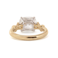 14K Yellow Gold 3.188CT Cushion Old Mine Cut Lab Diamond Vinatge Style East - West Design Ring - MMR