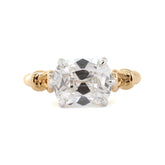 14K Yellow Gold 3.188CT Cushion Old Mine Cut Lab Diamond Vinatge Style East - West Design Ring - MMR