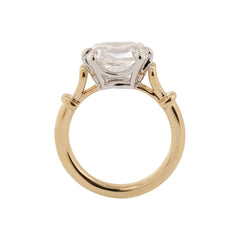 14K Yellow Gold 3.188CT Cushion Old Mine Cut Lab Diamond Vinatge Style East - West Design Ring - MMR