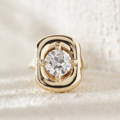 14K Yellow Gold 3.252CT Old European Cut Lab Diamond Modern Pillow Style Four - prong Set Ring - MMR