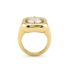14K Yellow Gold 3.252CT Old European Cut Lab Diamond Modern Pillow Style Four - prong Set Ring - MMR