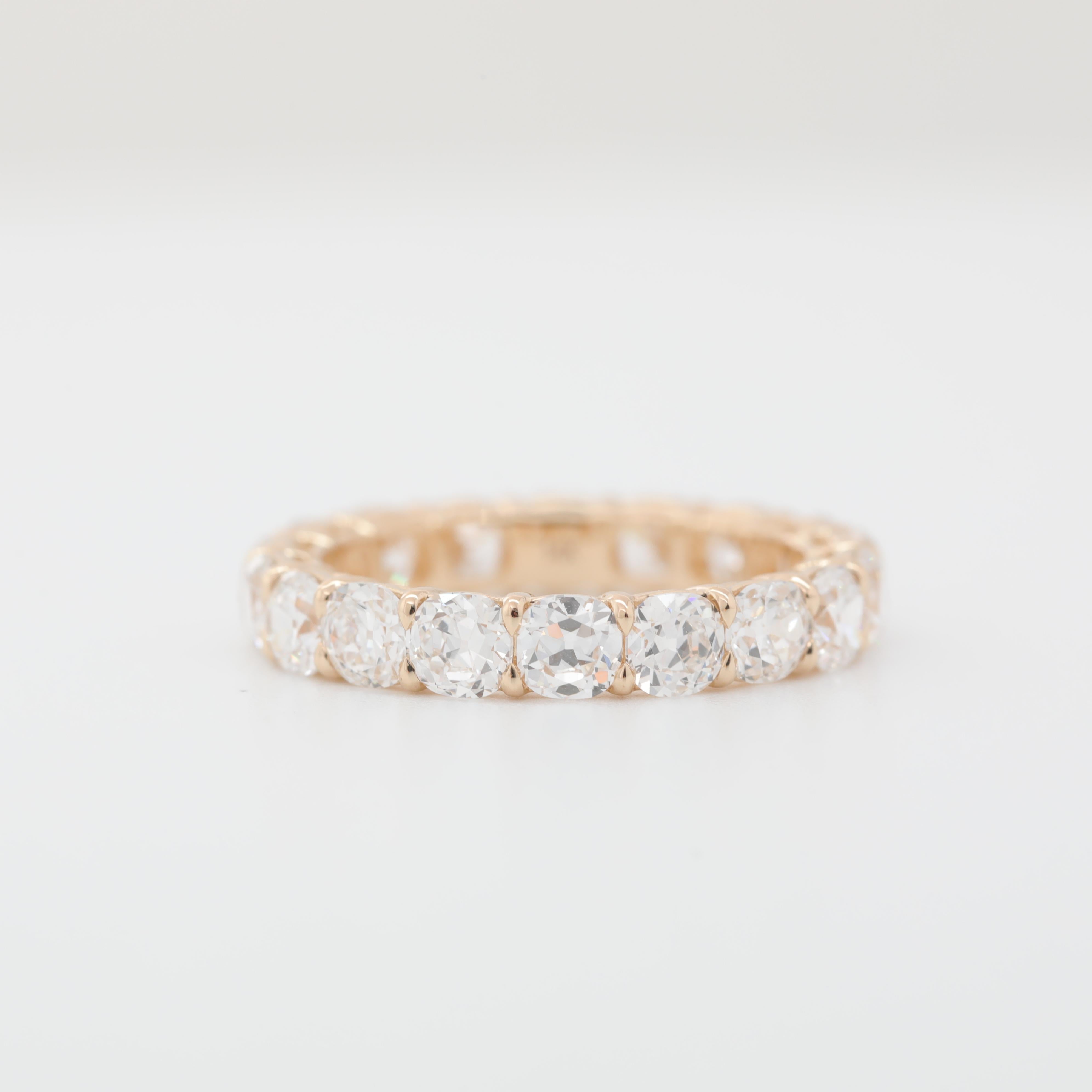 14K Yellow Gold 3.5*3.5mm Old Mine Cut Lab Diamond Eternity Ring - MMR