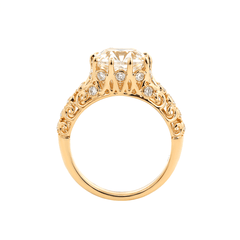 14K Yellow Gold 3.5ct Elongated Lab Diamond Antique - inspired Ring - MMR