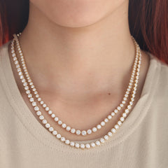 14K Yellow Gold 3.6mm Bezel - Set Round Brilliant Lab Diamond Tennis Necklace - MMR