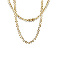 14K Yellow Gold 3.6mm Bezel - Set Round Brilliant Lab Diamond Tennis Necklace - MMR