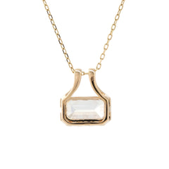 14K Yellow Gold 3CT Emerald Cut Diamond Bezel - Set Pouch Silhouette Pendant (Pendant Only) - MMR