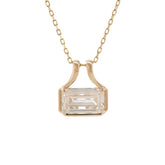 14K Yellow Gold 3CT Emerald Cut Diamond Bezel - Set Pouch Silhouette Pendant (Pendant Only) - MMR