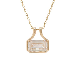 14K Yellow Gold 3CT Emerald Cut Diamond Bezel - Set Pouch Silhouette Pendant (Pendant Only) - MMR