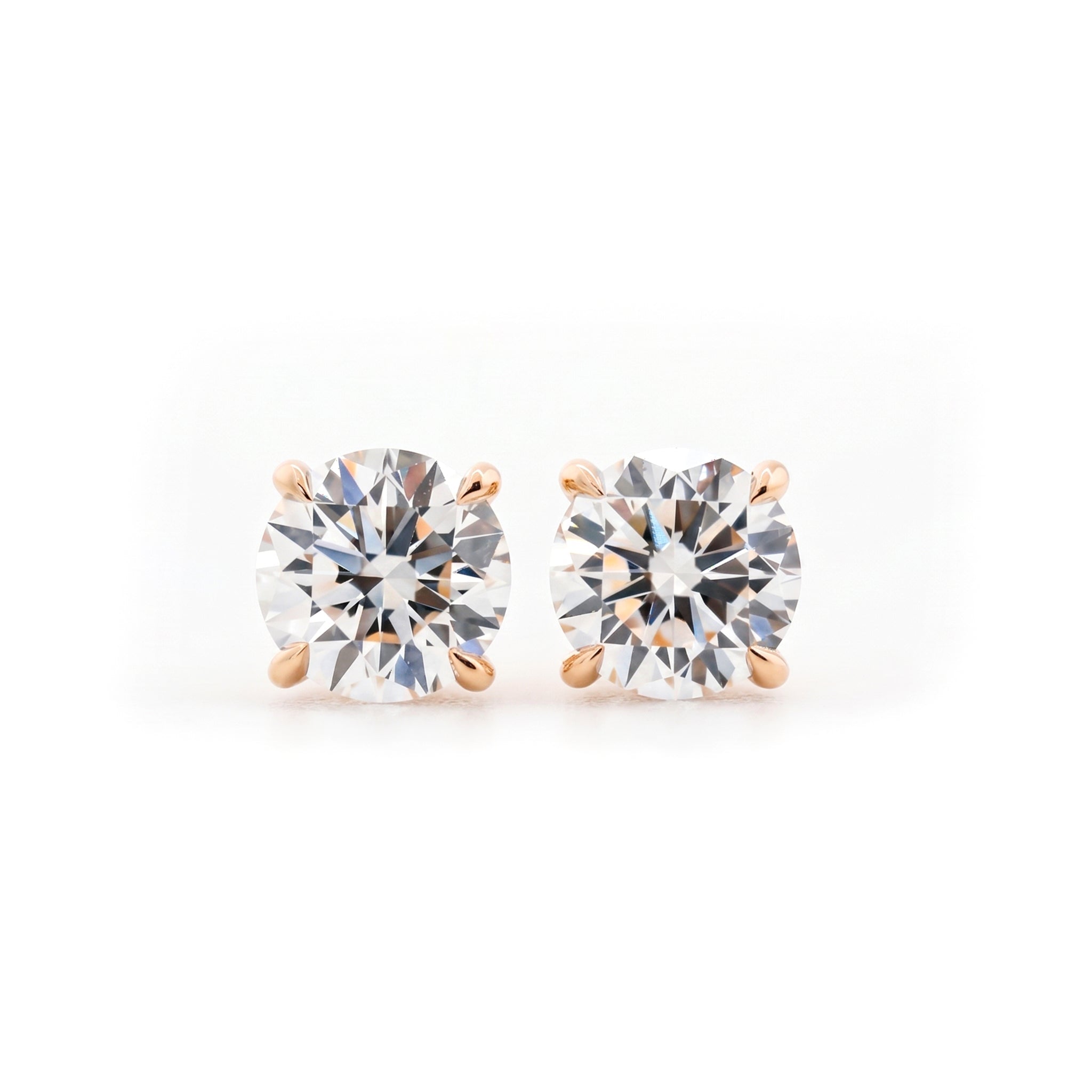 14K Yellow Gold 3CTW Round Brilliant Cut Lab Diamond 4 - Prong Martini Stud Earrings - MMR