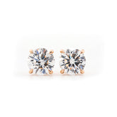 14K Yellow Gold 3CTW Round Brilliant Cut Lab Diamond 4 - Prong Martini Stud Earrings - MMR