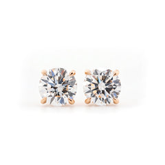 14K Yellow Gold 3CTW Round Brilliant Cut Lab Diamond 4 - Prong Martini Stud Earrings - MMR