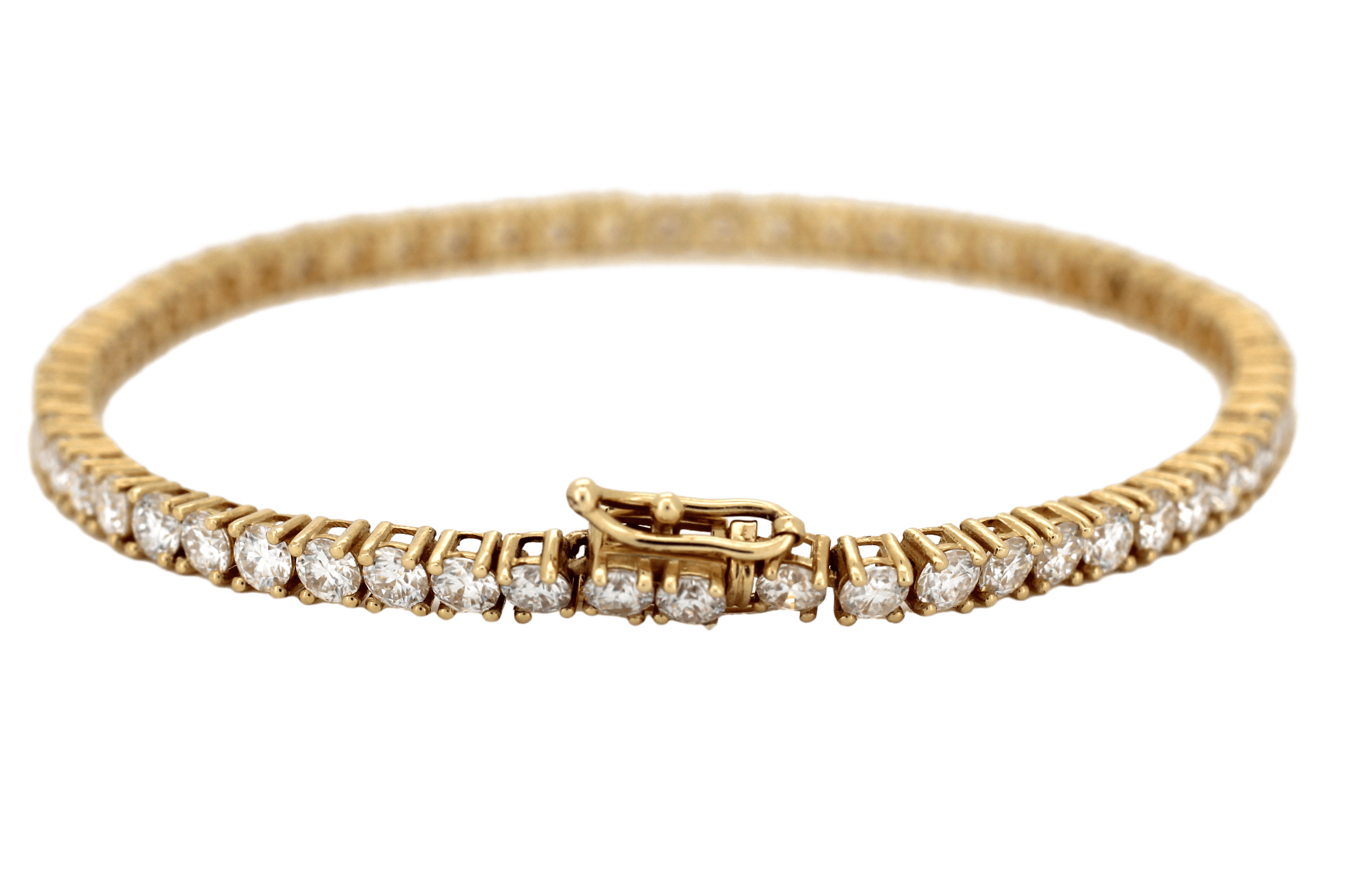 14k Yellow Gold 4 Prong Side Clasp Lab Diamond Tennis Bracelet
