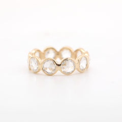 14K Yellow Gold 4.5mm Rose Cut Lab Diamond Bezel Eternity Ring - MMR