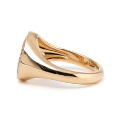 14K Yellow Gold Baguette Cut Rainbow Color Lab Sapphire Channel Setting Sphere Ring - MMR