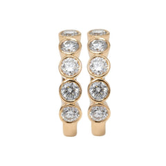 14k Yellow Gold Diamond Bezel Hoop Earrings