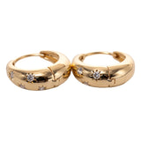 14k Yellow Gold Diamond Star Hoop Earrings