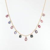 14K Yellow Gold Fancy Shape Gemstone Necklace with 18 Inches Chain - MMR