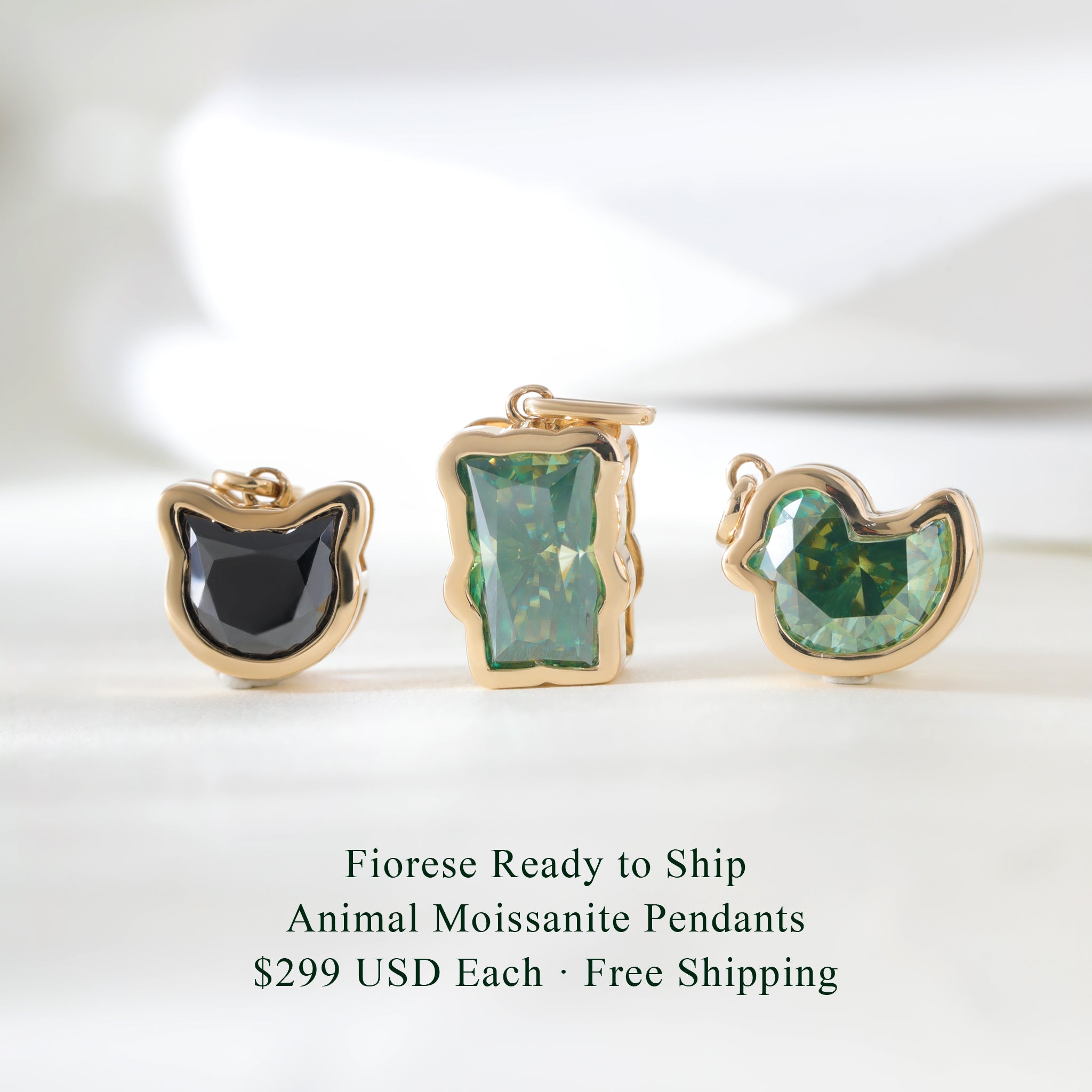 14K Yellow Gold Fiorese Animal Moissanite Pendants - Ready to Ship - MMR