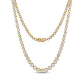 14K Yellow Gold Graduated Bezel - Set Round Diamond Tennis Necklace (18") - MMR