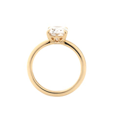 14K Yellow Gold (GRC) 1.7CT Elongated Cushion Old Mine Cut Lab Diamond Tulip Four - Prong SettingRing - MMR
