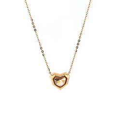 14K Yellow Gold Necklace with 2.5ct Heart Shaped Lab Diamond Pendant in Bezel Setting and Round Cross Chain - MMR
