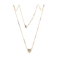 14K Yellow Gold Necklace with 2.5ct Heart Shaped Lab Diamond Pendant in Bezel Setting and Round Cross Chain - MMR