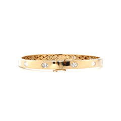 14K Yellow Gold Oval Cut and Princess Cut Lab Diamond Bezel Bangle Bracelet - MMR
