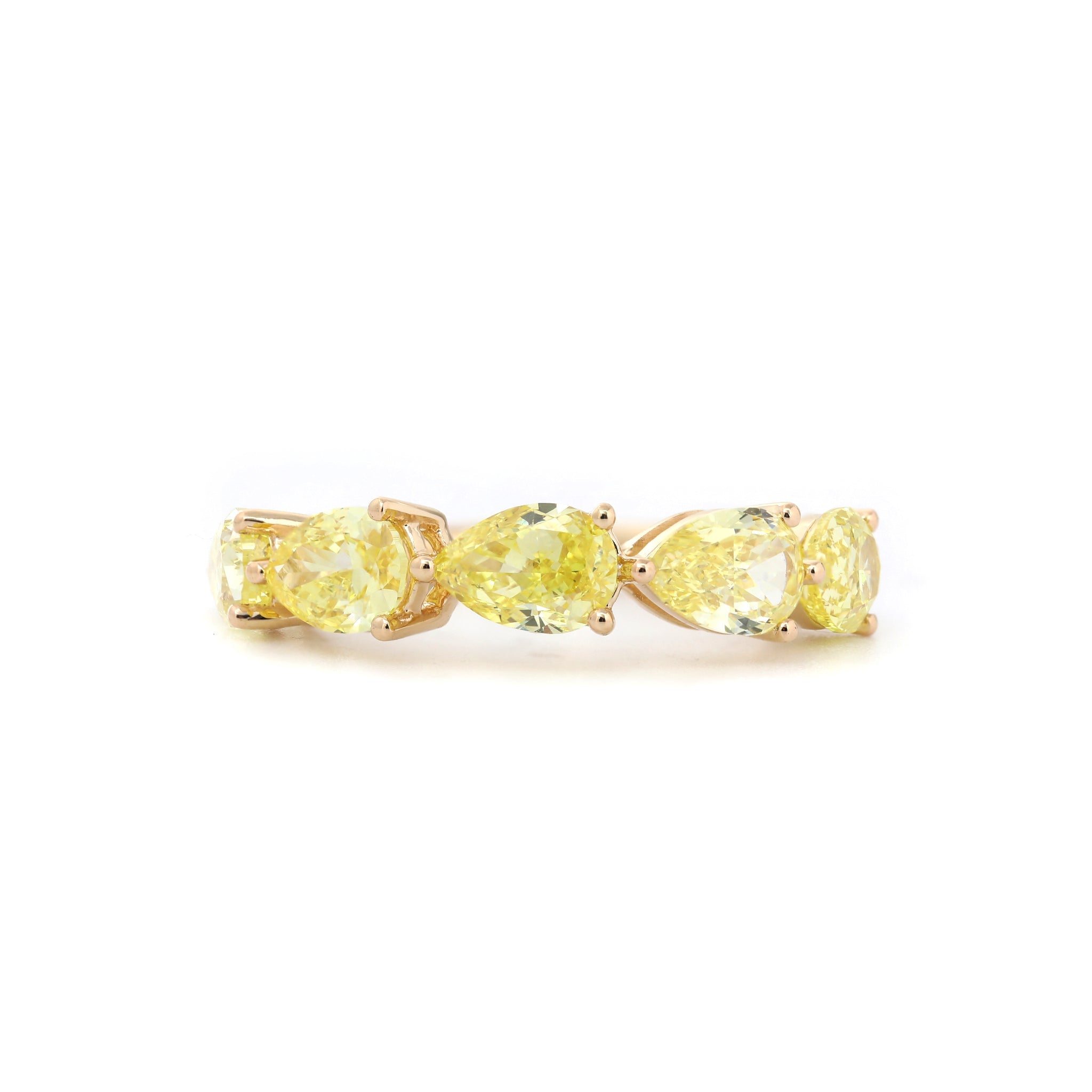 14K Yellow Gold Pear Lab Yellow Diamond East - West Design Ring - MMR