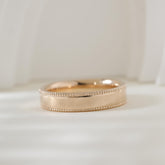 14K Yellow Gold Plain Ring with Millegrain - MMR