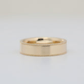14K Yellow Gold Plain Ring with Millegrain and 5mm Band Width Design - MMR