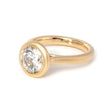 14k Yellow Gold Round Lab Diamond Bezel Matte Bridal Set Rings (Ring Setting Only)
