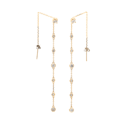 14K Yellow Gold Round Cut Diamond Bezel Drop Earrings - MMR