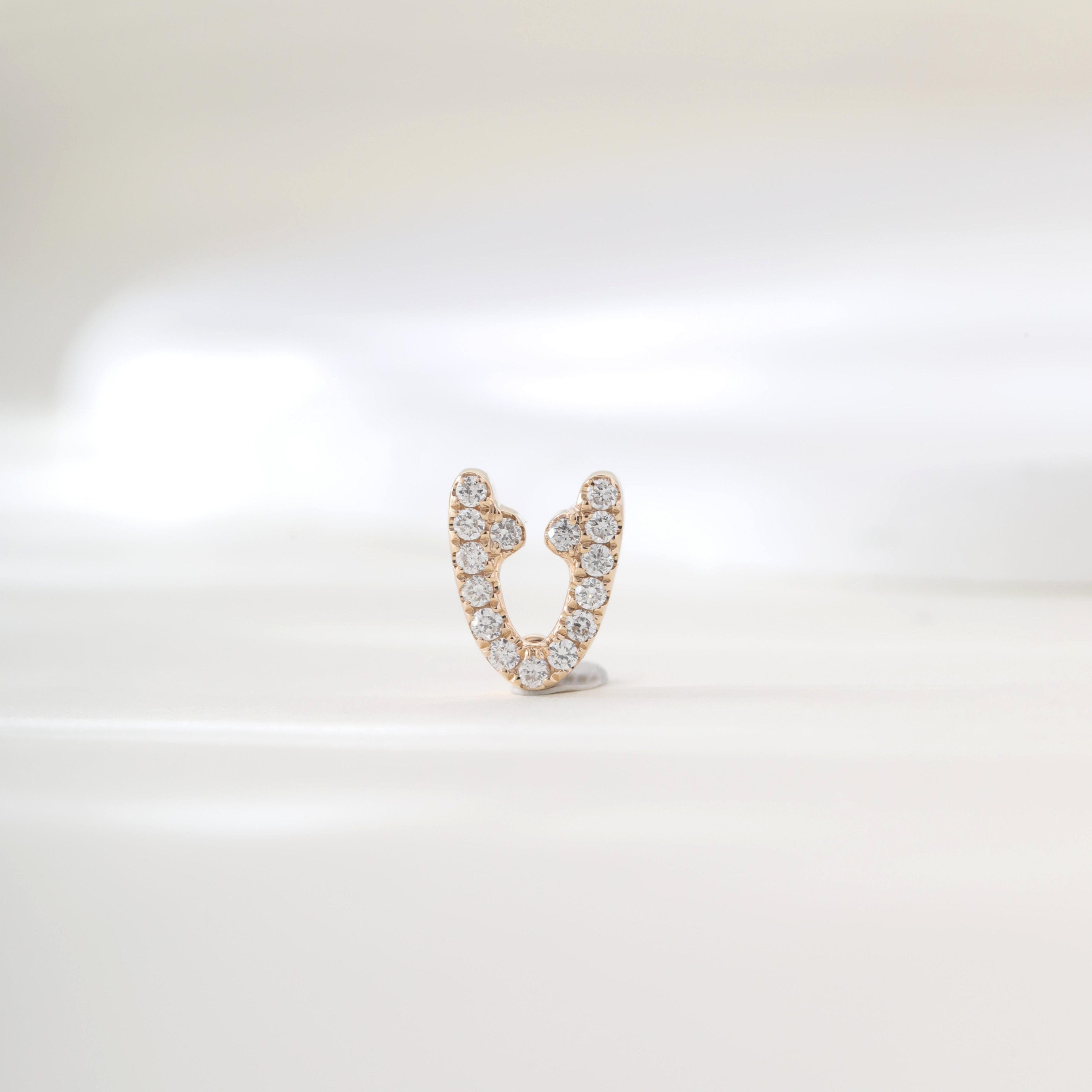 14K Yellow Gold Round Cut Lab Diamond Letter A Pendant (Pendant only) - MMR