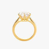 14k Yellow Gold 2.5ct Old Mine Cut Cushion Lab Diamond 8 Prongs Basket Solitaire Ring