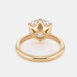14K Yellow Gold 3ct Old Mine Cut Cushion Diamond Hidden Basket Ring with 6 Prongs Floral Vintage Solitaire Design