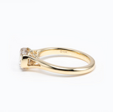 14K Yellow Gold 2ct Old Mine Cut Lab Diamond Half Bezel Ring with Knot Design