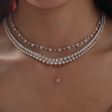 14K Rose Gold Round Lab Diamond Pendant Necklace Inspired by Lamps with Round Lab Diamond in A Diamond-Cut Texture Halo