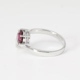 18K White Gold Round Cut Lab Diamond & Lab Ruby Toi et Moi Ring