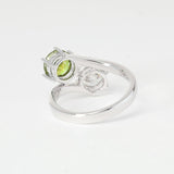 18K White Gold Round Cut Lab Diamond & Peridot Toi et Moi Ring