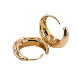 18K Yellow Gold Round Diamond 5 Star Diamond-milling Hoop Earrings