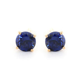 18K Yellow Gold 2ct tw Round Sapphire Stud Earrings