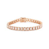 18K Rose Gold Emerald Cut Lab Diamond Bezel Tennis Bracelet - MMR