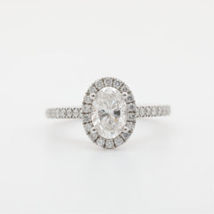 18K White Gold 1.06ct Oval Cut Lab Diamond Halo Ring - MMR