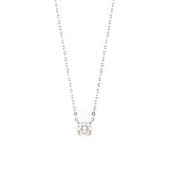 18K White Gold 1ct Round Lab Diamond Double Prong Basket Setting Necklace - MMR