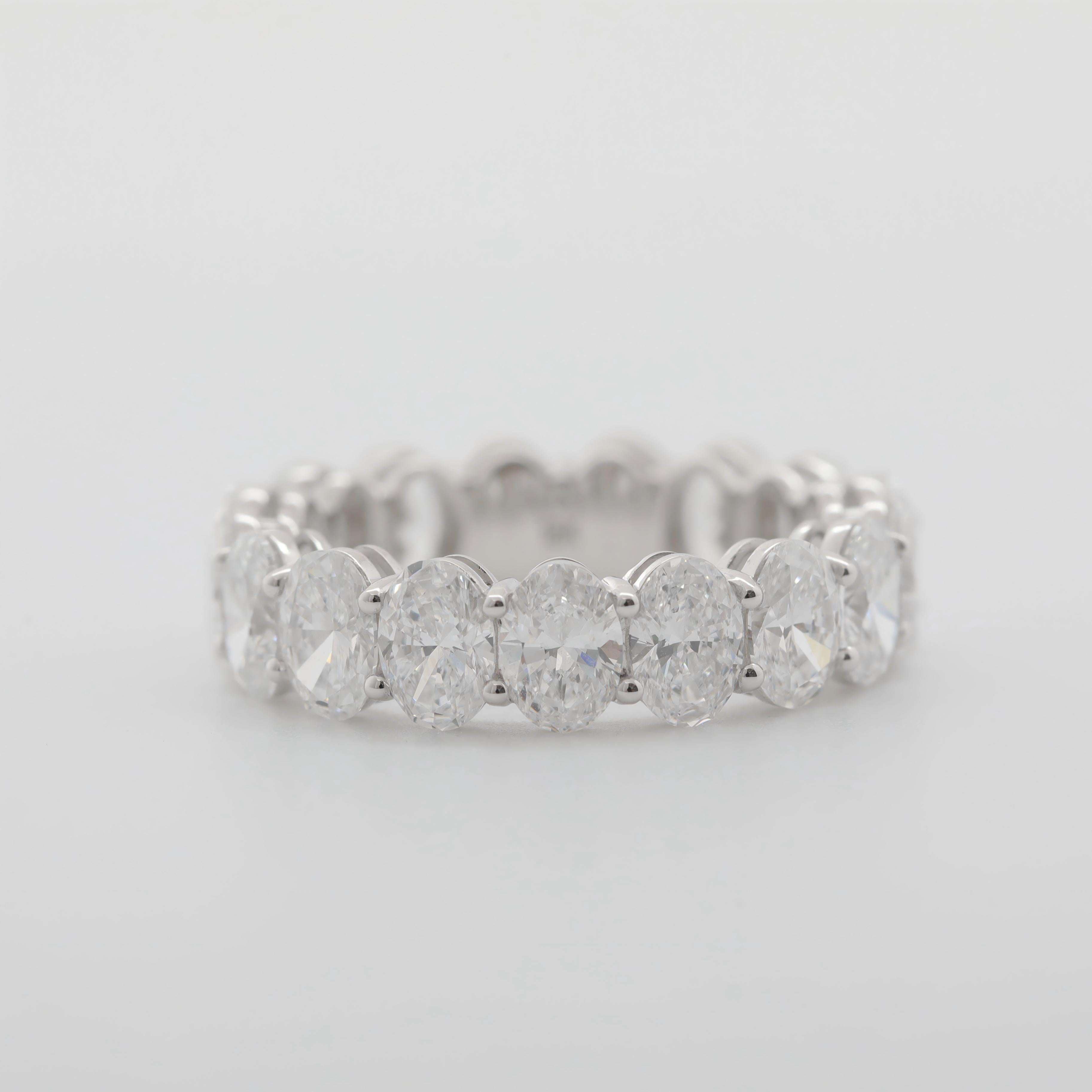 18K White Gold 5*3.5mm Oval Lab Diamond Eternity Ring - MMR