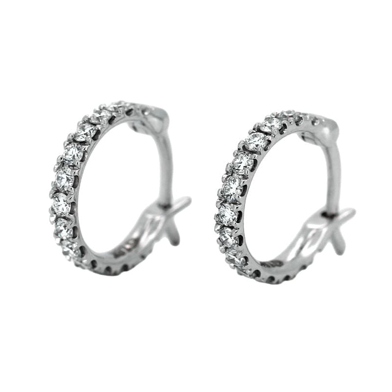 18k White Gold Diamond Hoop Earrings